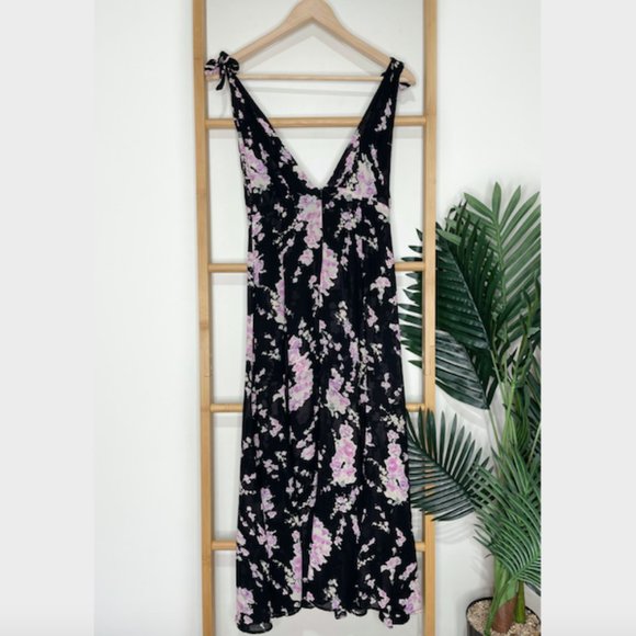 SOLD Reformation Black Pink Floral Adularia Dress - Picture 3 of 14